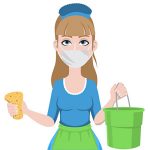 Charlotte House Cleaning Lady Holding Bucket and Sponge Vector Art